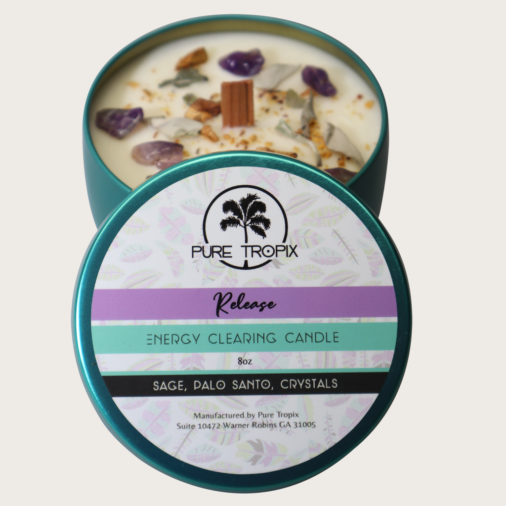 RELEASE Crystal & Herb Candles