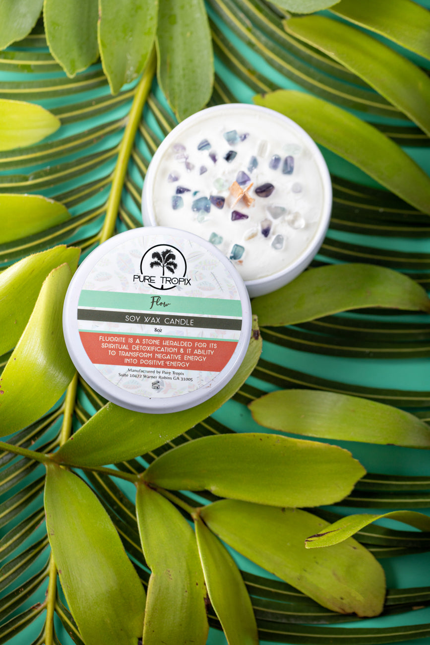 Crystal Infused Candle | Soy Wax Candle | Pure Tropix